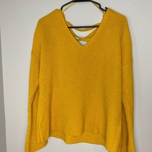 TOPSHOP US size 6 yellow sweater with crossback